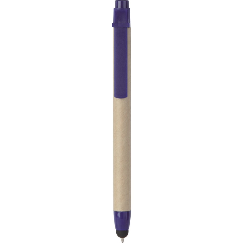 Penna a sfera con touch screen in plastica e cartone riciclato blu royal personalizzata B11142BL