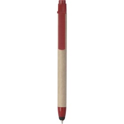 Penna a sfera con touch screen in plastica e cartone riciclato rossa personalizzata B11142R