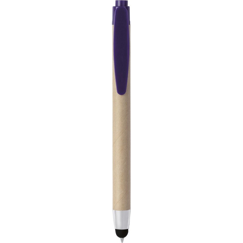Penna a sfera con touch screen in plastica e cartone riciclato blu royal personalizzata B11143BL