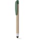 Penna a sfera con touch screen in plastica e cartone riciclato verde personalizzata B11143V