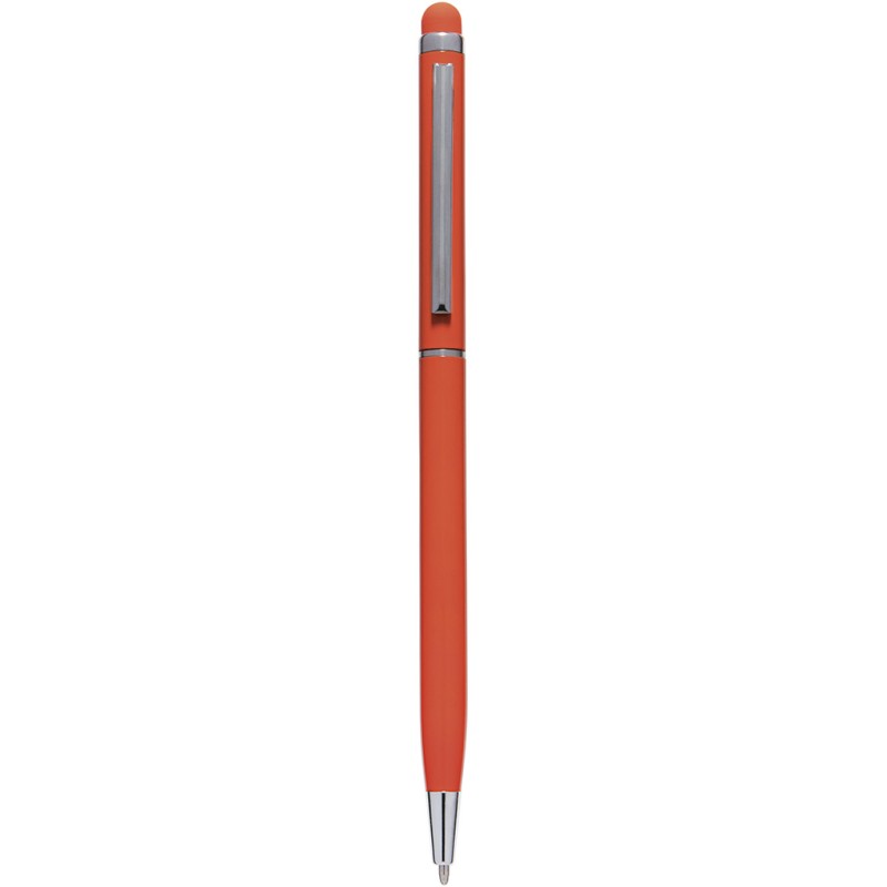 Penna a sfera con touch screen in alluminio arancione personalizzata B11163A