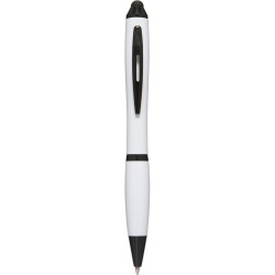 Penna a sfera con touch screen in plastica e metallo bianca personalizzata B11170B