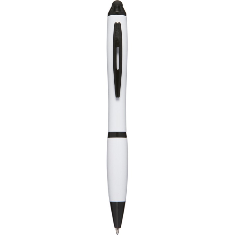 Penna a sfera con touch screen in plastica e metallo bianca personalizzata B11170B