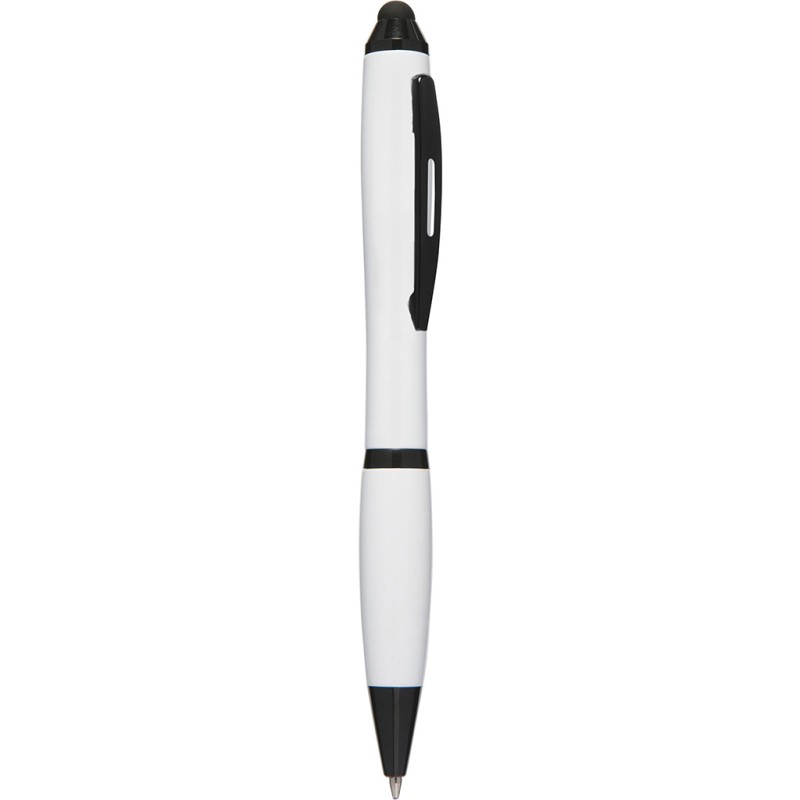 Penna a sfera con touch screen in plastica e metallo bianca personalizzata B11170B