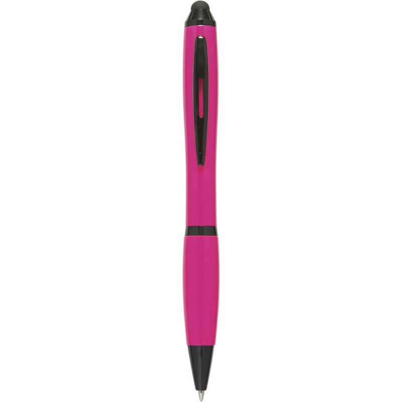 Penna a sfera con touch screen in plastica e metallo fucsia personalizzata B11170FU