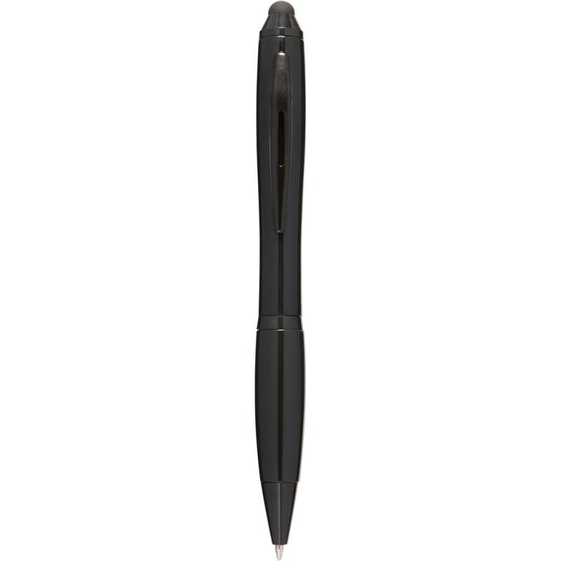 Penna a sfera con touch screen in plastica e metallo nera personalizzata B11170N
