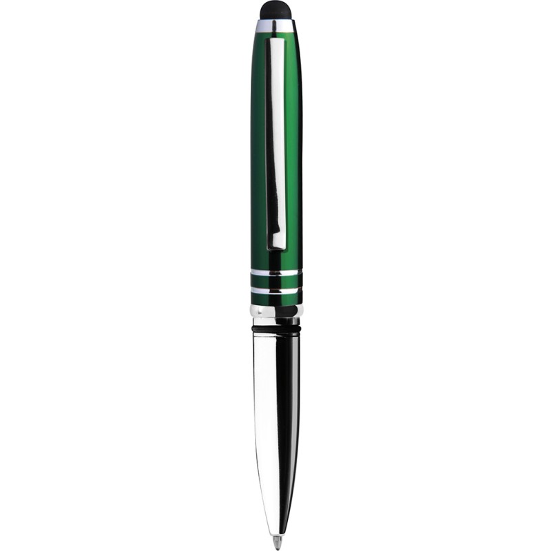 Penna a sfera con touch screen e luce in plastica e metallo verde personalizzata B11180V Penna a sfera con touch screen e luce in plastica e metallo verde personalizzata B11180V