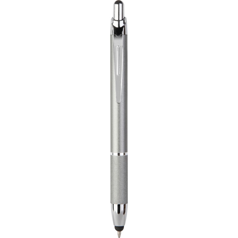 Penna a sfera con touch screen in metallo grigia personalizzata B11183GR
