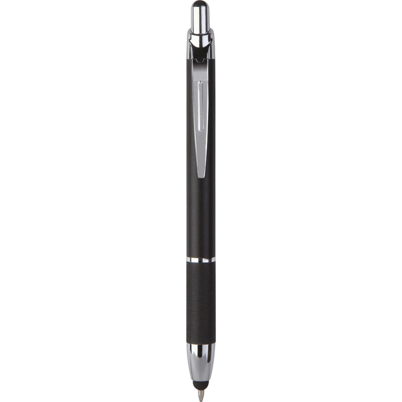 Penna a sfera con touch screen in metallo nera personalizzata B11183N