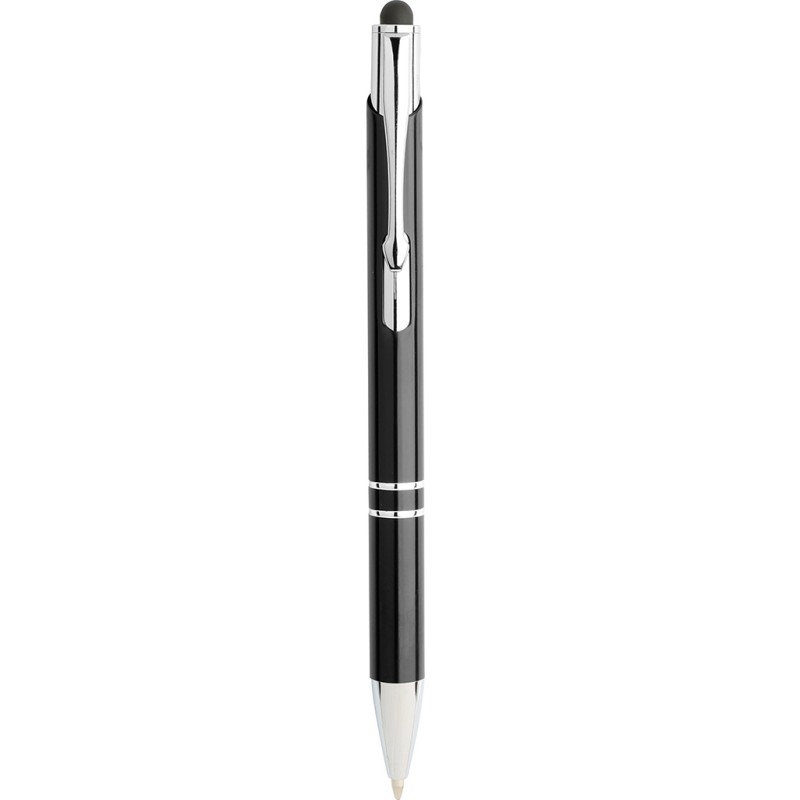 Penna a sfera con touch screen in metallo nera personalizzata B11188N