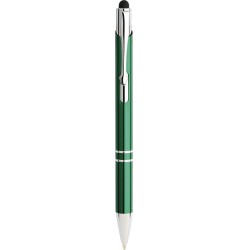 Penna a sfera con touch screen in metallo verde personalizzata B11188V