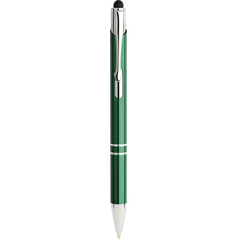 Penna a sfera con touch screen in metallo verde personalizzata B11188V
