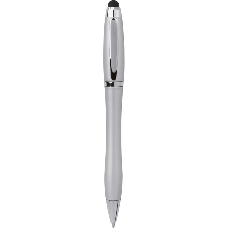 Penna a sfera con touch screen in plastica e metallo grigia personalizzata B11189GR
