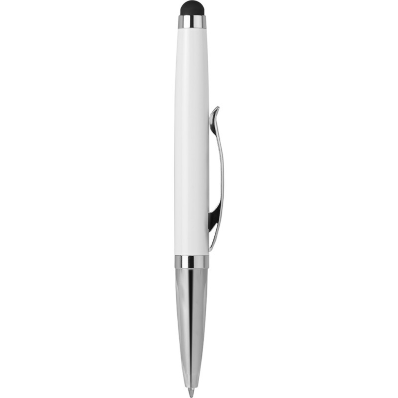 Penna a sfera con touch screen in metallo bianca personalizzata B11190B