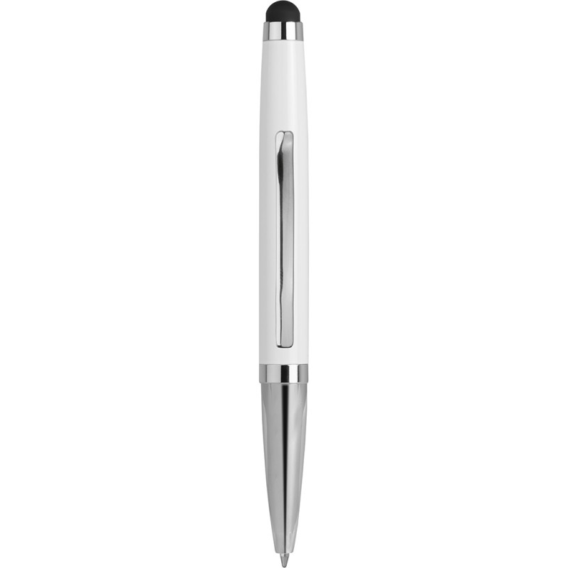 Penna a sfera con touch screen in metallo bianca personalizzata B11190B