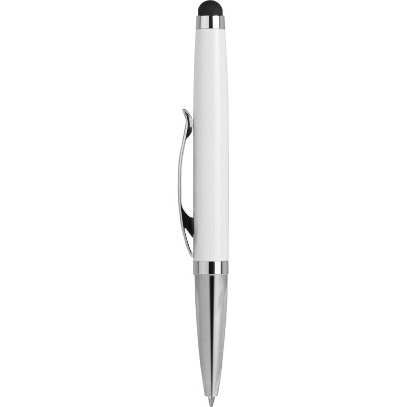 Penna a sfera con touch screen in metallo bianca personalizzata B11190B