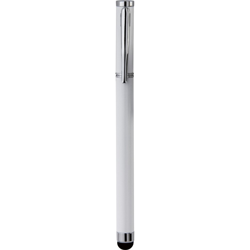 Penna a sfera con touch screen in metallo bianca personalizzata B11191B