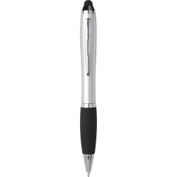 Penna a sfera con touch screen in plastica e metallo grigia personalizzata B11193GR