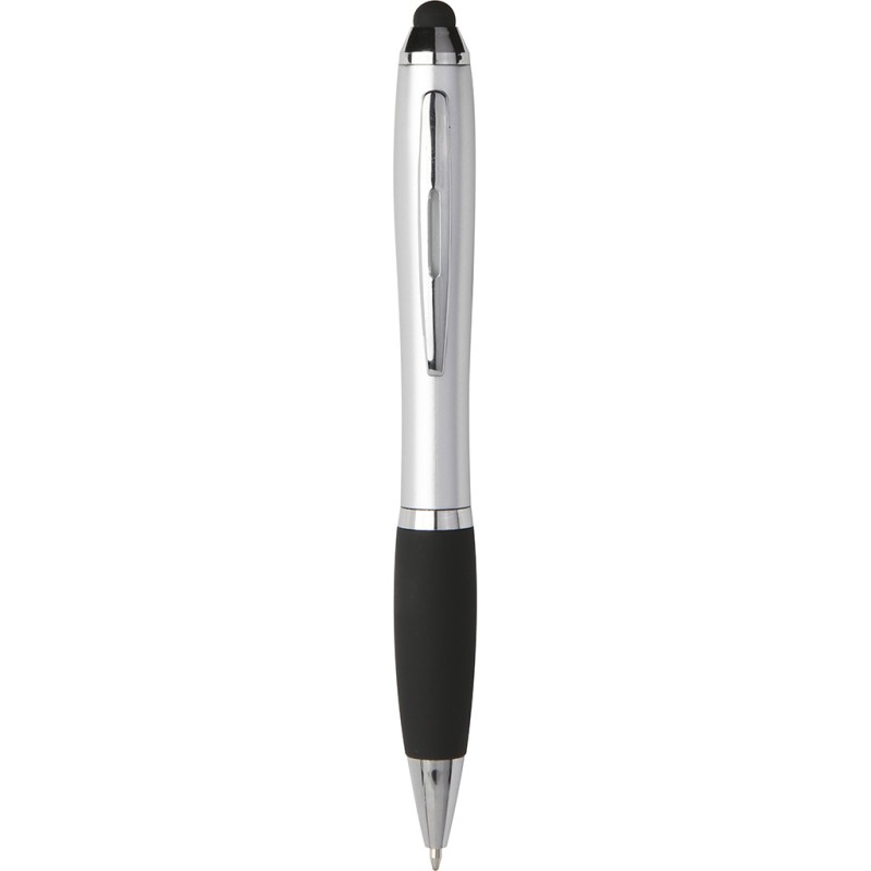 Penna a sfera con touch screen in plastica e metallo grigia personalizzata B11193GR