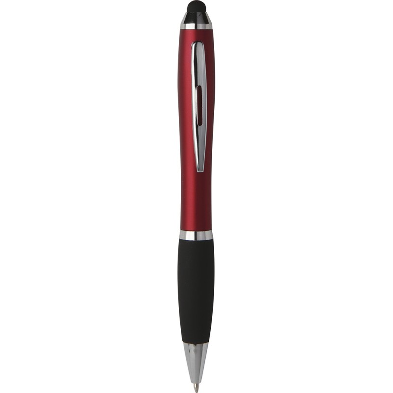 Penna a sfera con touch screen in plastica e metallo rossa personalizzata B11193R