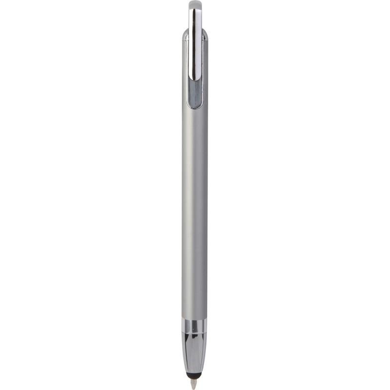 Penna a sfera con touch screen in metallo e plastica grigia personalizzata B11198GR