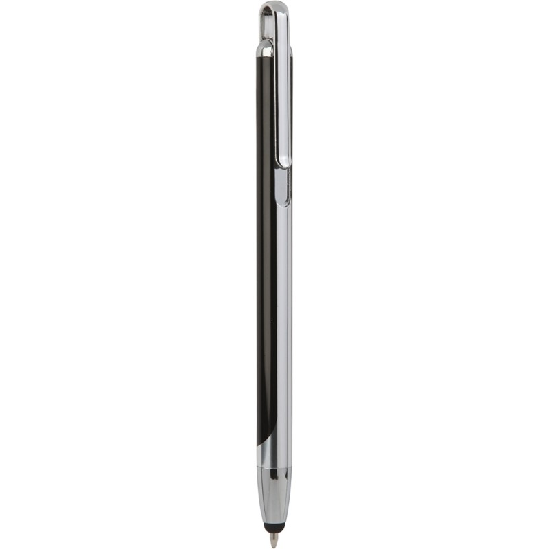 Penna a sfera con touch screen in metallo e plastica nera personalizzata B11198N