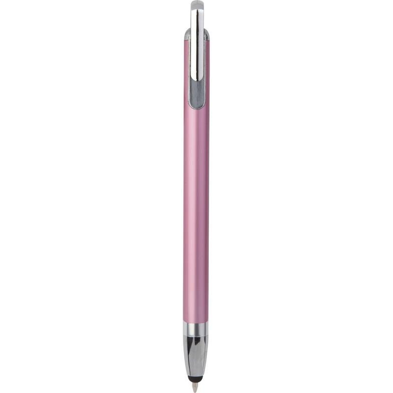 Penna a sfera con touch screen in metallo e plastica rosa personalizzata B11198RS