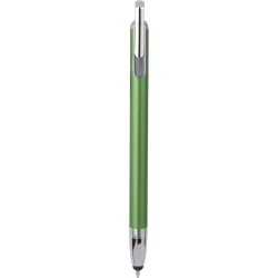 Penna a sfera con touch screen in metallo e plastica verde personalizzata B11198V