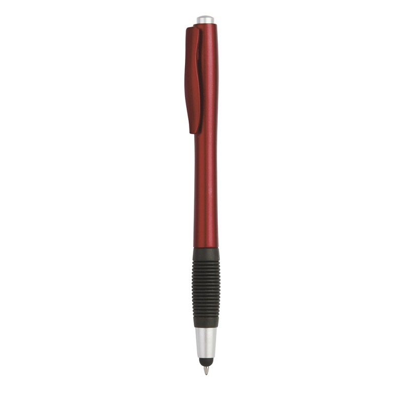 Penna a sfera con touch screen in plastica rossa personalizzata B11204R