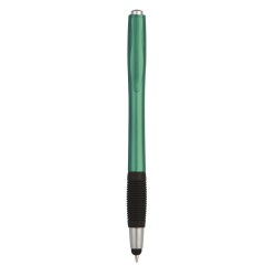 Penna a sfera con touch screen in plastica verde personalizzata B11204V