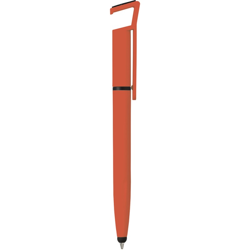 Penna a sfera con touch screen in plastica arancione personalizzata B11207A
