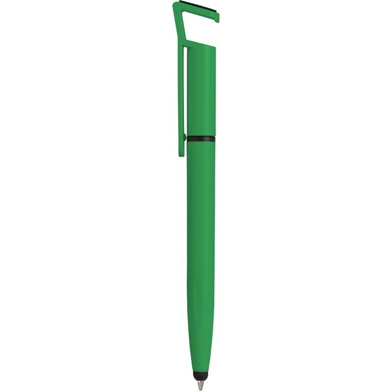 Penna a sfera con touch screen in plastica verde personalizzata B11207V