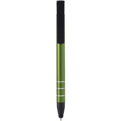Penna a sfera con touch screen in metallo e plastica verde personalizzata B11225V