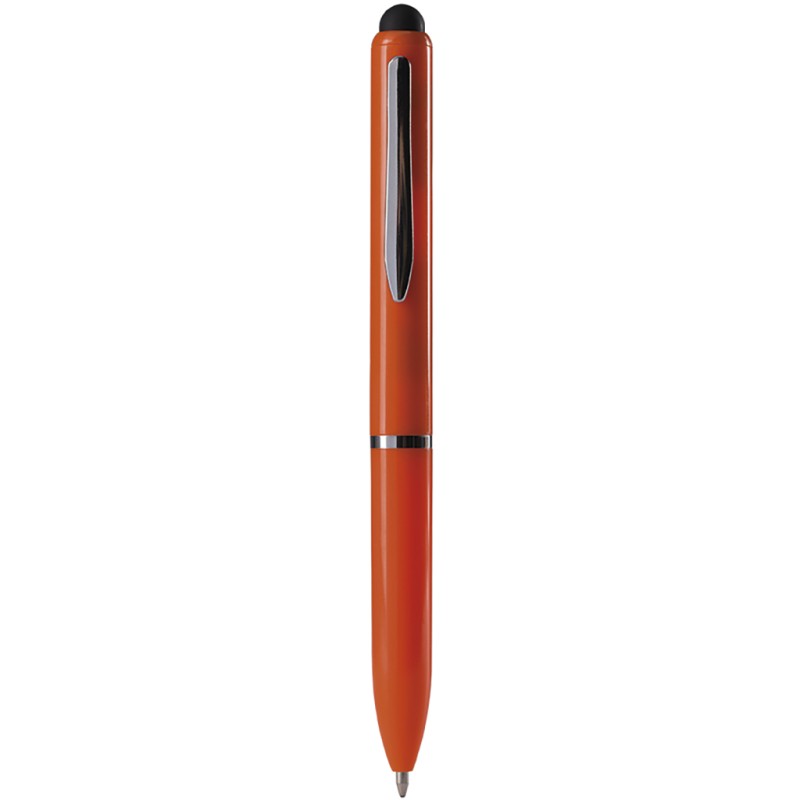 Penna a sfera con touch screen in plastica arancione personalizzata B11230A