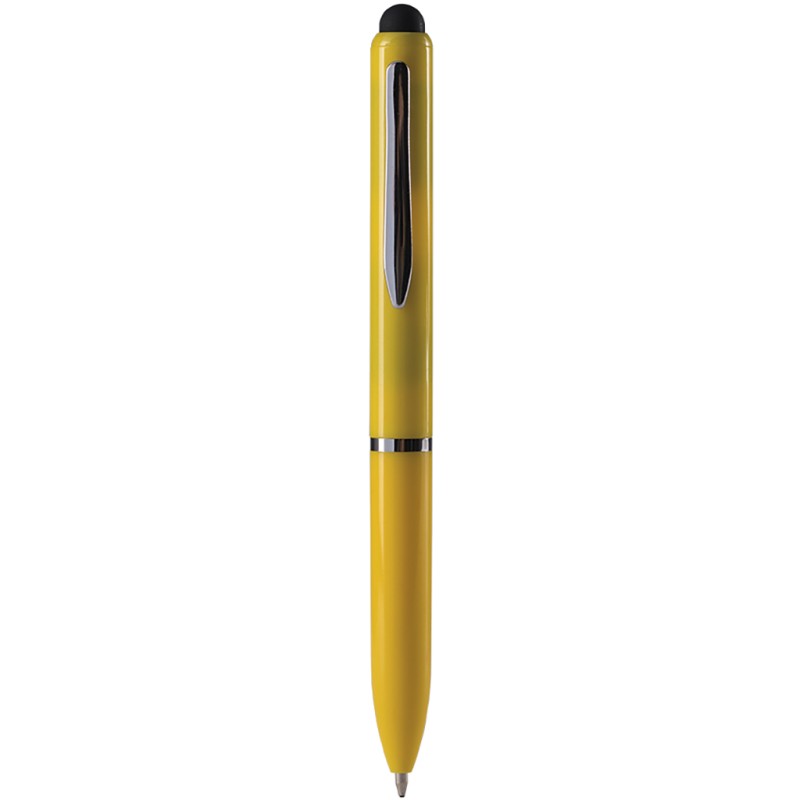 Penna a sfera con touch screen in plastica gialla personalizzata B11230G