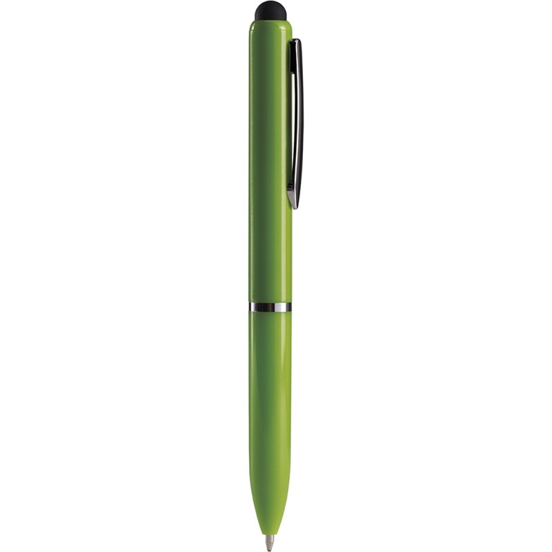 Penna a sfera con touch screen in plastica verde acido personalizzata B11230VA