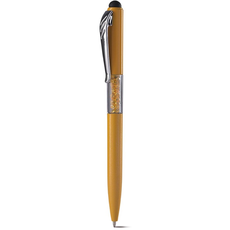 Penna a sfera con touch screen in plastica arancione personalizzata B11234A