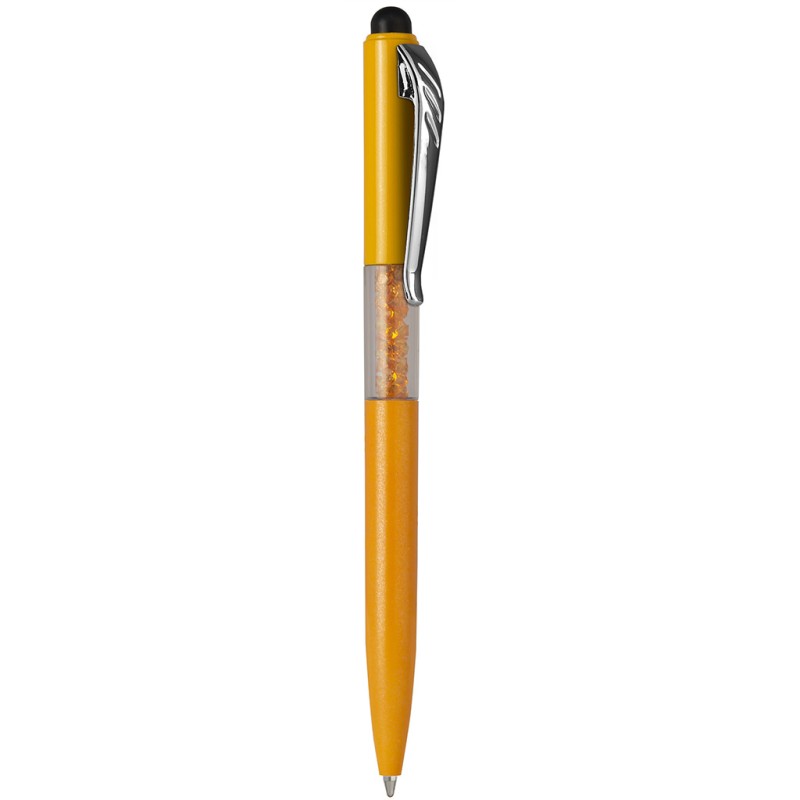 Penna a sfera con touch screen in plastica arancione personalizzata B11234A