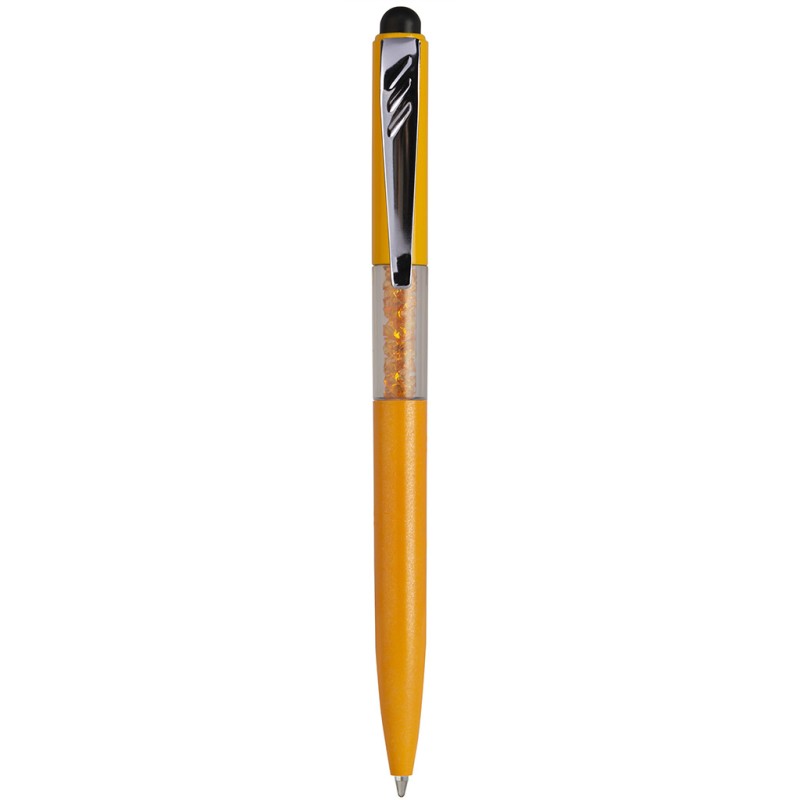 Penna a sfera con touch screen in plastica arancione personalizzata B11234A