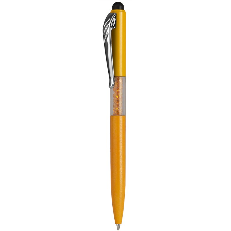 Penna a sfera con touch screen in plastica arancione personalizzata B11234A