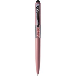 Penna a sfera con touch screen in plastica rosa personalizzata B11234RS