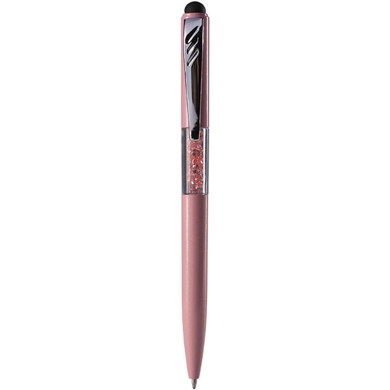 Penna a sfera con touch screen in plastica rosa personalizzata B11234RS