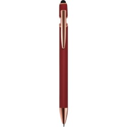 Penna a sfera con touch screen in alluminio e metallo bordeaux personalizzata B11244BO