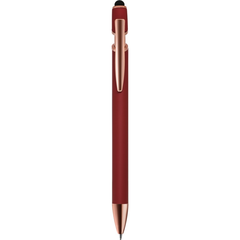 Penna a sfera con touch screen in alluminio e metallo bordeaux personalizzata B11244BO