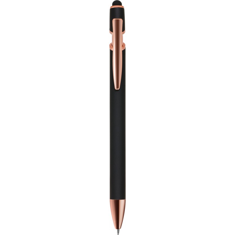 Penna a sfera con touch screen in alluminio e metallo nera personalizzata B11244N