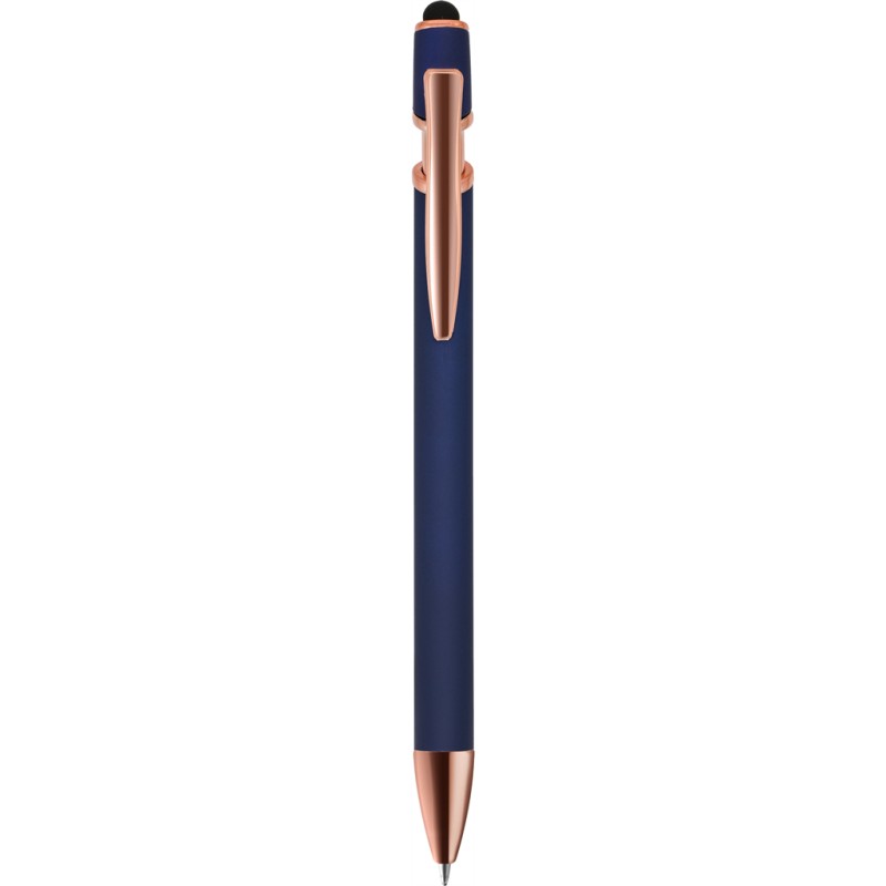 Penna a sfera con touch screen in alluminio e metallo blu navy personalizzata B11244NY