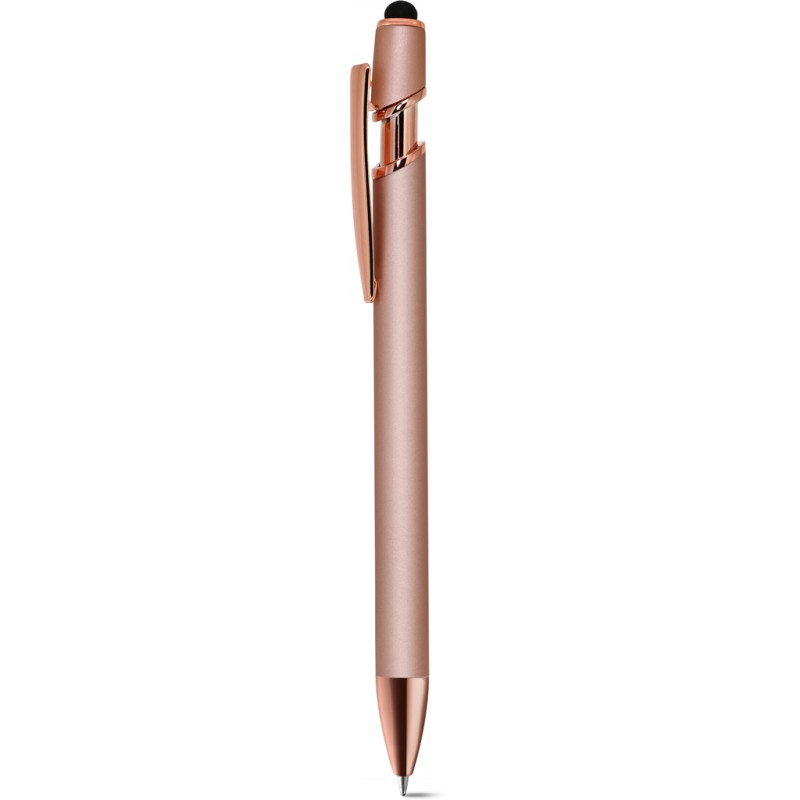Penna a sfera con touch screen in alluminio e metallo rosa personalizzata B11244RS