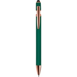 Penna a sfera con touch screen in alluminio e metallo verde personalizzata B11244V