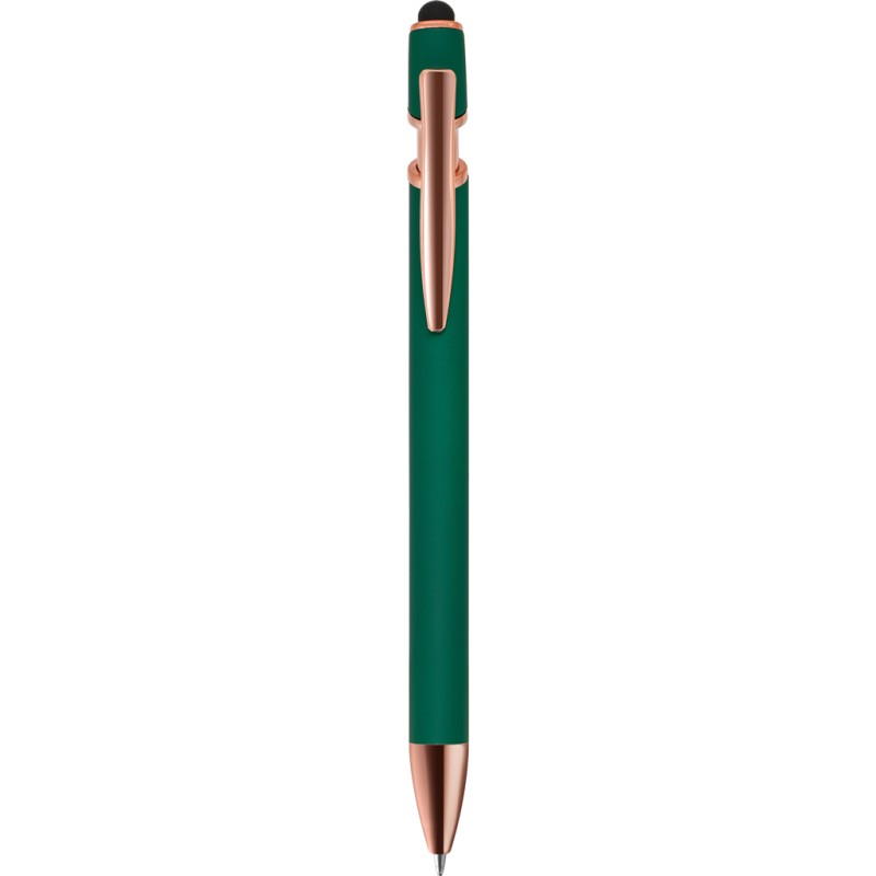 Penna a sfera con touch screen in alluminio e metallo verde personalizzata B11244V