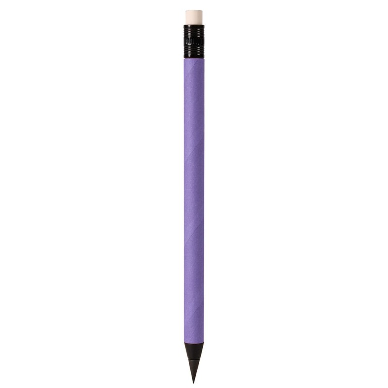 Matita in cartone con gomma con grafite in metallo viola personalizzato B11248VL
